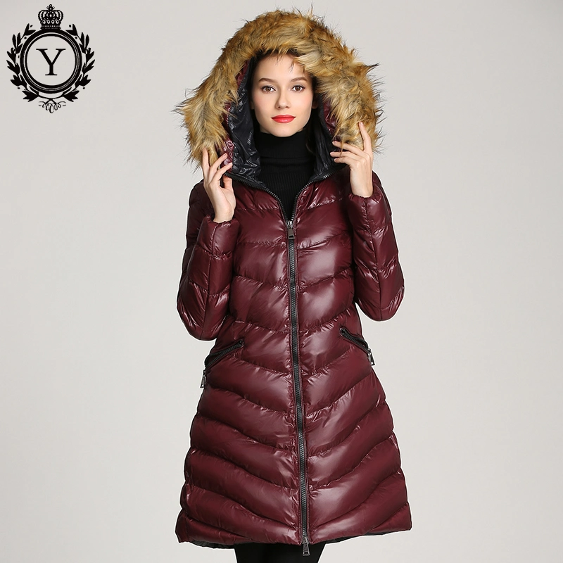 Free Sample Coat Women Jackets Fashion Long Shinny Down Parka