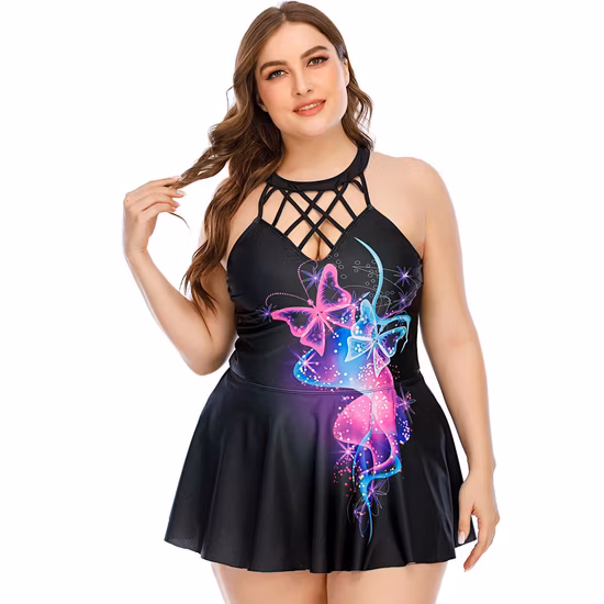 Faddish 女性のセクシーなスクエアカラープリーツ中空露バックパック臀部ショートスカート