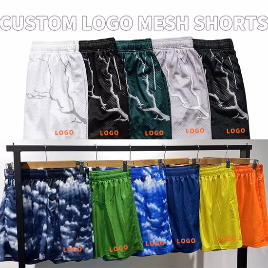 カスタム卸売昇華 5 インチ股下ブランクメッシュショーツ男性用ポケットファッションスウェットパンツ夏のメッシュショーツ